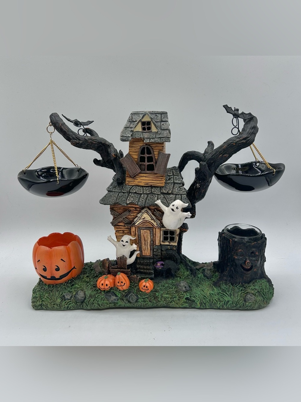 Yankee Candle Halloween Tealight Holder Haunted House Tree Working